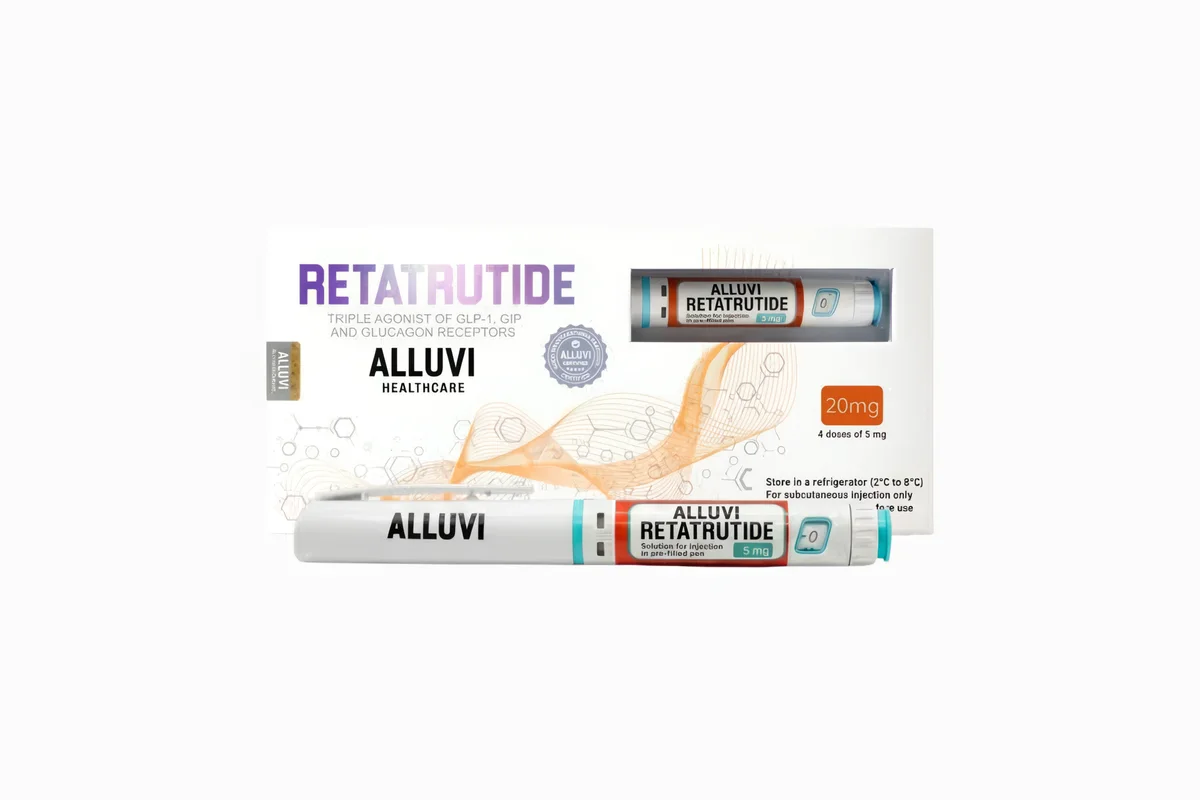 Retatrutide Pen 20 mg von Alluvi mit Verpackung